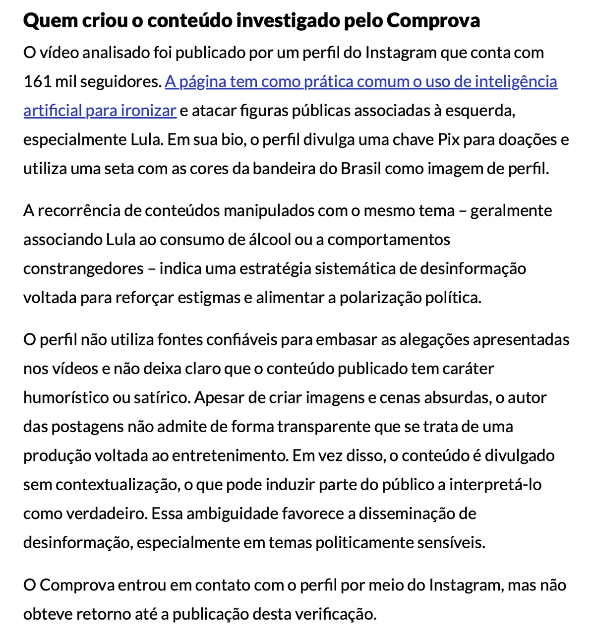 Quem criou o conteúdo investigado pelo Comprova