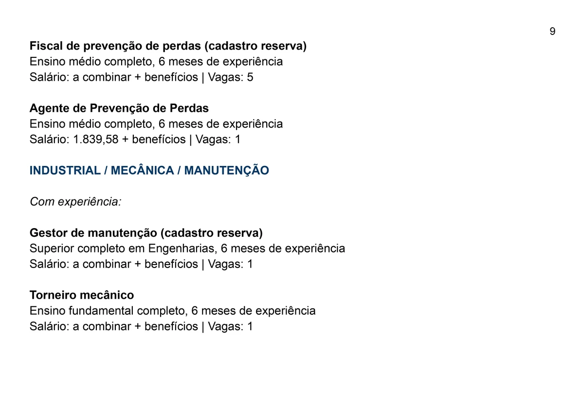 Vagas e salários por Reprodução
