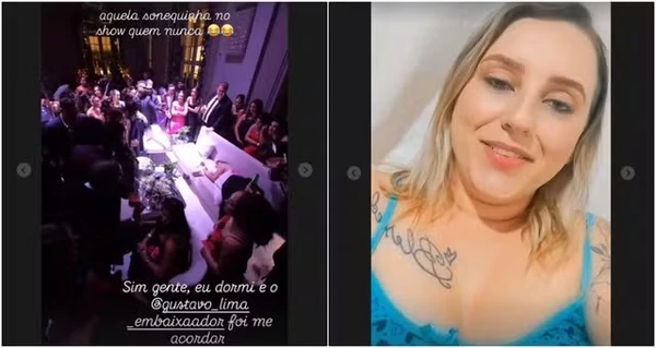 Em casamento de Éder Militão em SP, Gusttavo Lima canta para acordar convidada adormecida  por Reprodução/Redes Sociais 