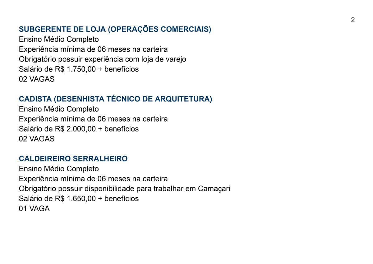 Veja vagas para 22/07 por Reprodução