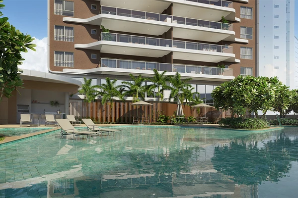 Legendas nas próprias fotos, com 2 ajustes:  - Embasamento - ⁠Piscina - ⁠Academia (na foto está fitness) - ⁠Living - ⁠Fachada (na foto está varanda)