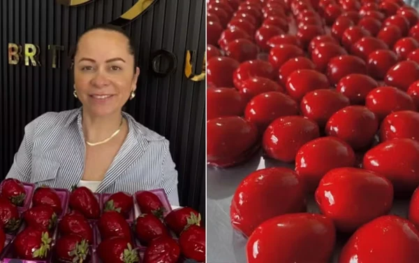 A baiana Verônica Oliveira e seus morangos do amor nos EUA