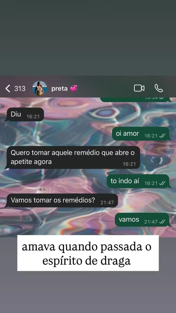 Ju de Paulla mostrou prints de conversas com Preta Gil  por Reprodução/Instagram
