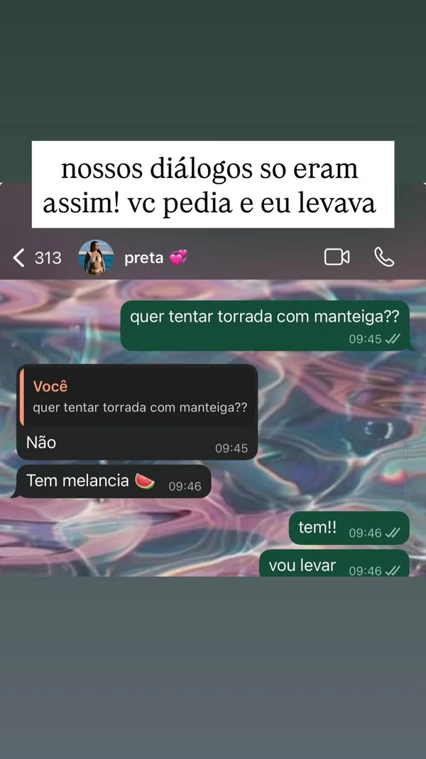 Ju de Paulla mostrou prints de conversas com Preta Gil  por Reprodução/Instagram