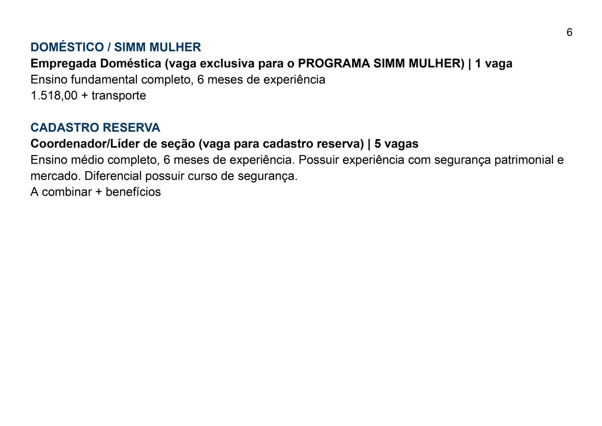Vagas do SIMM por Reprodução