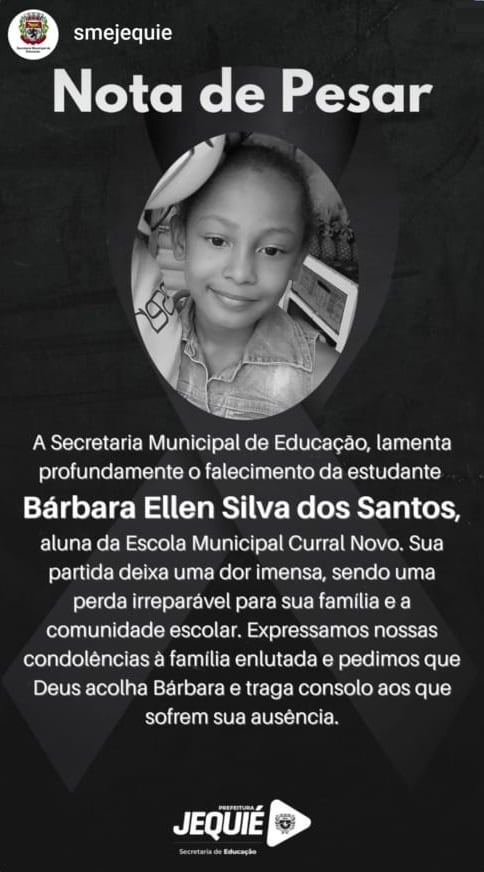 Notas de pesar da Secretaria Municipal de Jequié por Reprodução