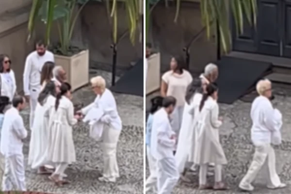 Gilberto Gil, Sandra Gadelha e Flora Gil chegando no cemitério