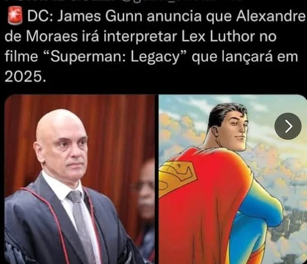 Novo filme do Superman fez a internet comparar o ministro do STF, Alexandre de Moraes, com o vilão do filme por Reprodução
