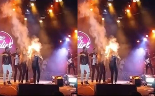 Cabelo de backing vocal da Limão com Mel pega fogo durante show