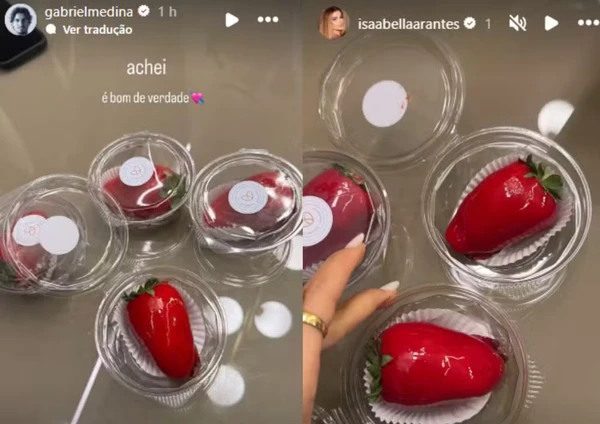 Morango do amor publicado por  Gabriel Medina e Isabella Arantes por Reprodução/Instagram