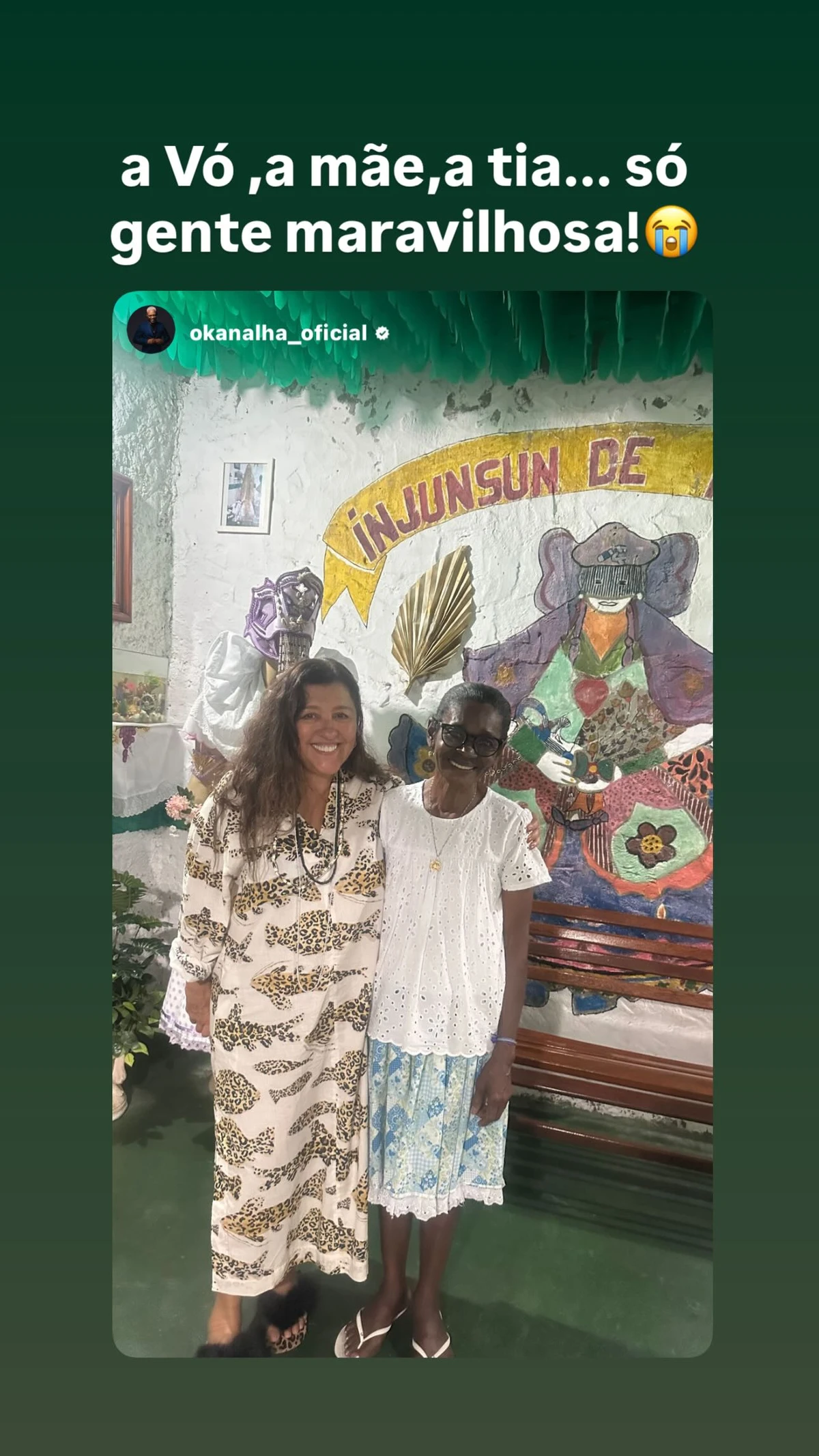 Regina Casé visitou família de O Kannalha  por Reprodução/Instagram