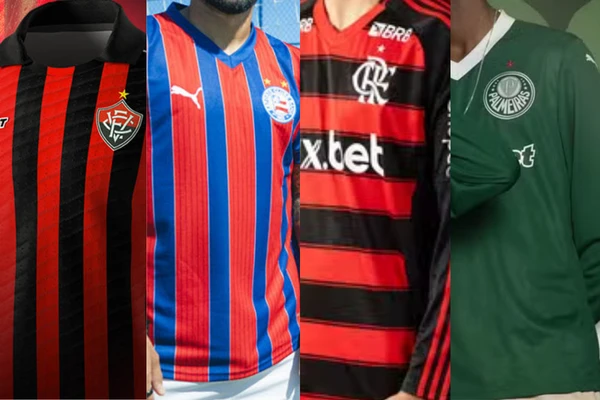 Camisas de Vitória, Bahia, Flamengo e Palmeiras para a temporada 2025