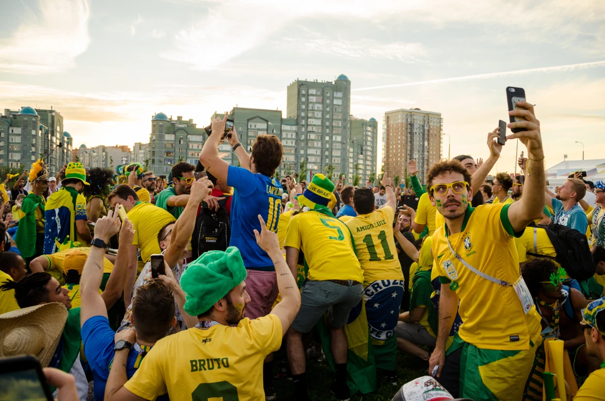Torcedores brasileiros durante a Copa de 2018, na Rússia