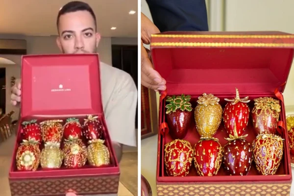 Lucas Rangel foi um dos influenciadores que mostrou a caixa de doces nas redes sociais
