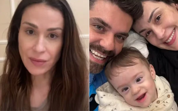 Nadja Haddad com o marido e o filho