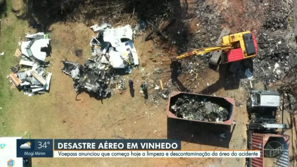 Área onde caiu o avião em Vinhedo (SP) por Reprodução/ EPTV