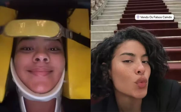 Bella Campos se diverte em gravação de 'Vale Tudo'