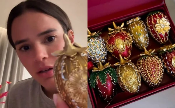 Bruna Marquezine prova morango de R$ 2.100 e se surpreende