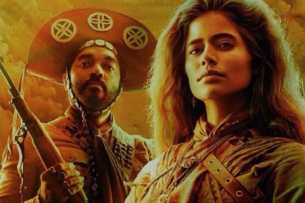  &#8220;Guerreiros do Sol&#8221;  é livremente inspirada na história de Lampião e Maria Bonita e explora o universo do cangaço (Imagem: Reprodução digital | TV Globo)