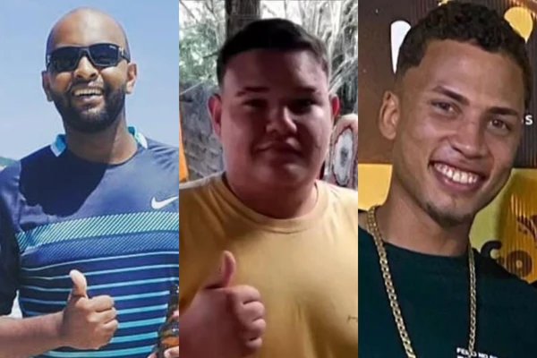 Weverton Antônio dos Santos (esquerda), Lucas Phelipe Costa Lemos (centro) e Gustavo Benfica (direita)