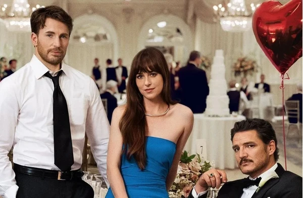 Chris Evans, Dakota Johnson e Pedro Pascal em 