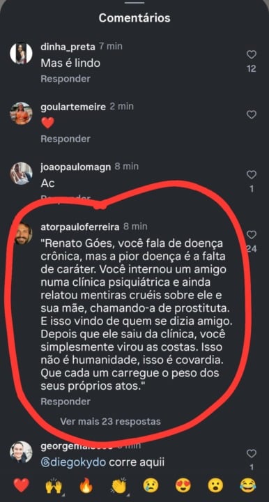Ator acusa Renato Góes por Reprodução/Instagram