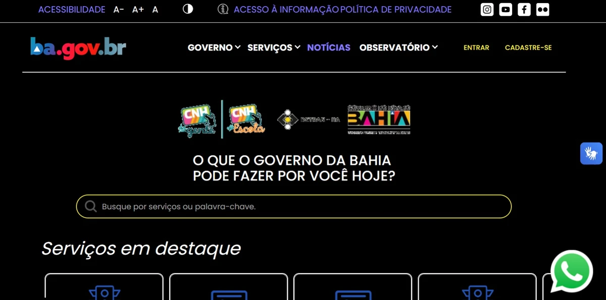 1° Acessar o ba.gov.br por Captura de tela
