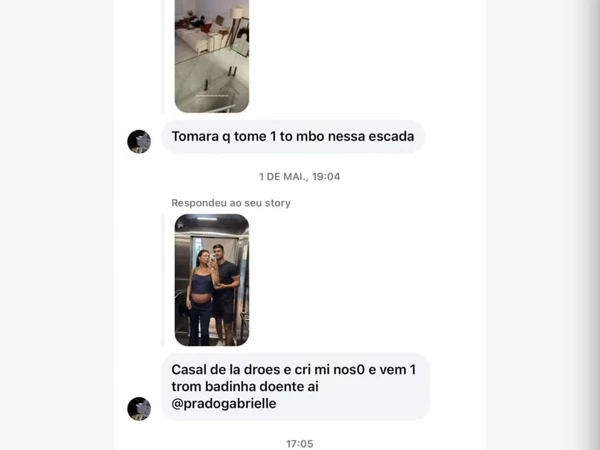 Mensagem recebida por Gabi Prado por Reprodução/Instagram