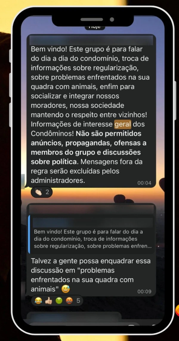 Moradores de condomínio de Bolsonaro no grupo de Whatsapp por UOL/Reprodução