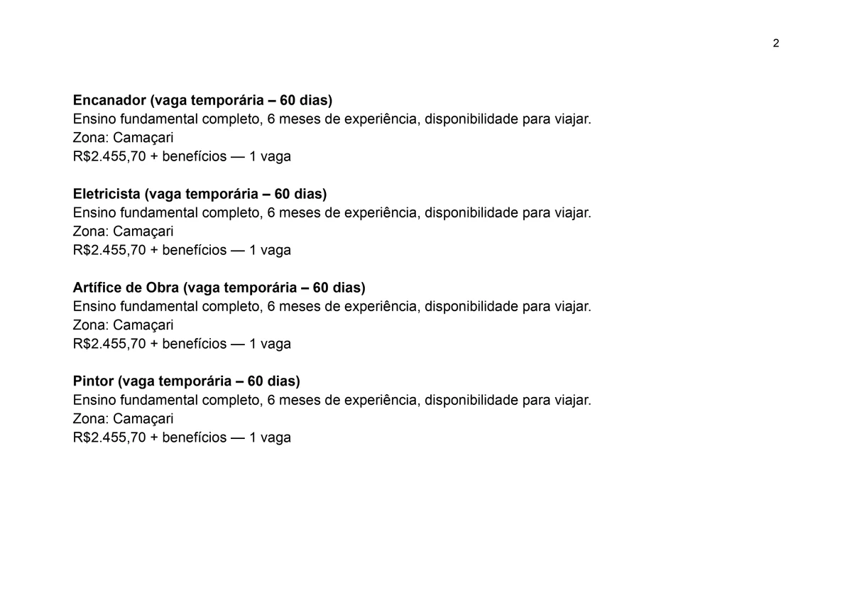 Veja quais são as vagas disponíveis por Reprodução