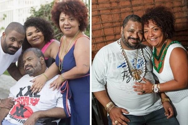 Arlindo Cruz ao lado da esposa e dos filhos