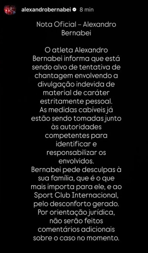 Comunicado de Alexandro Bernabei