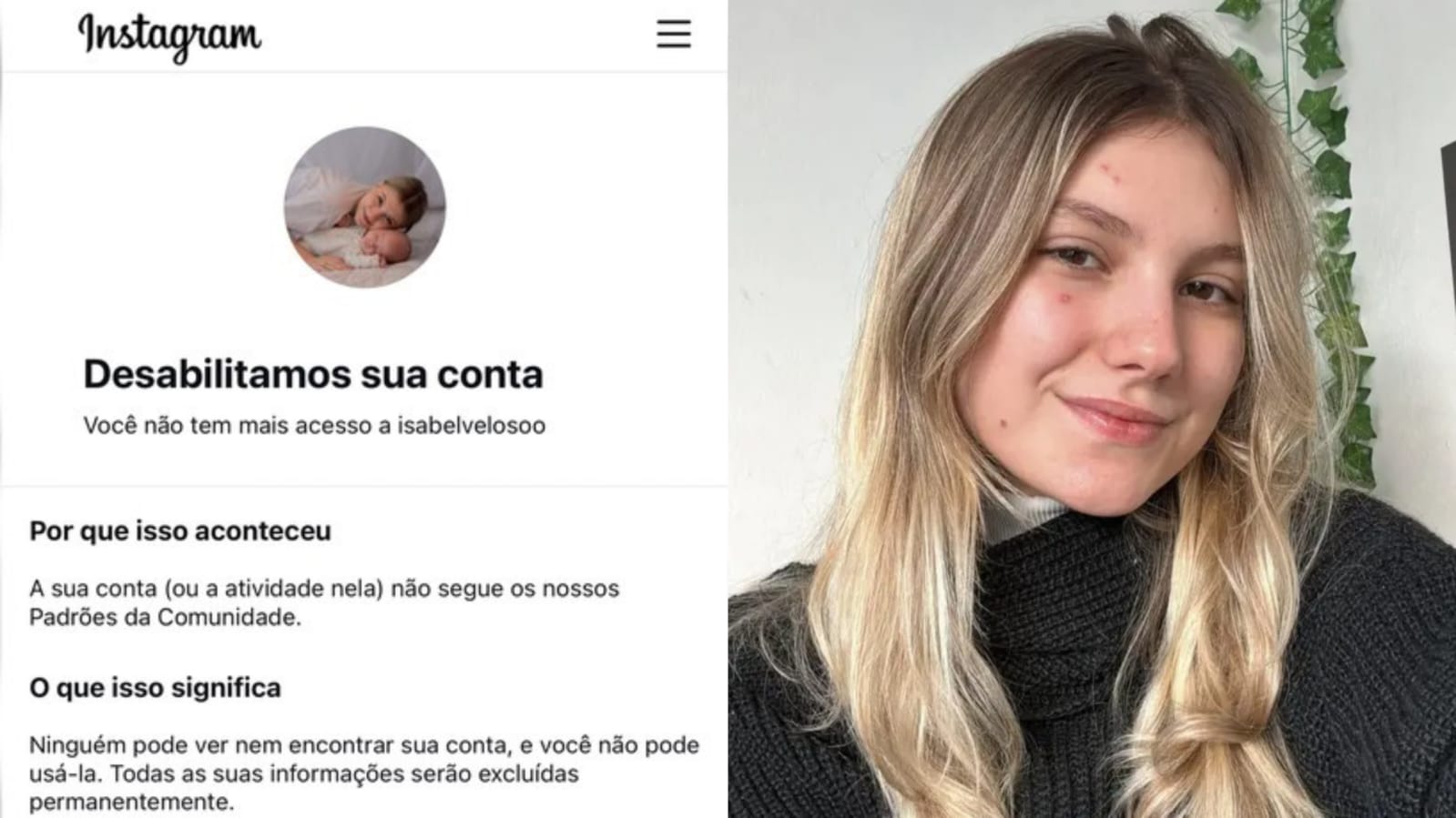 Instagram desativa conta de Isabel Veloso por Reprodução/Instagram
