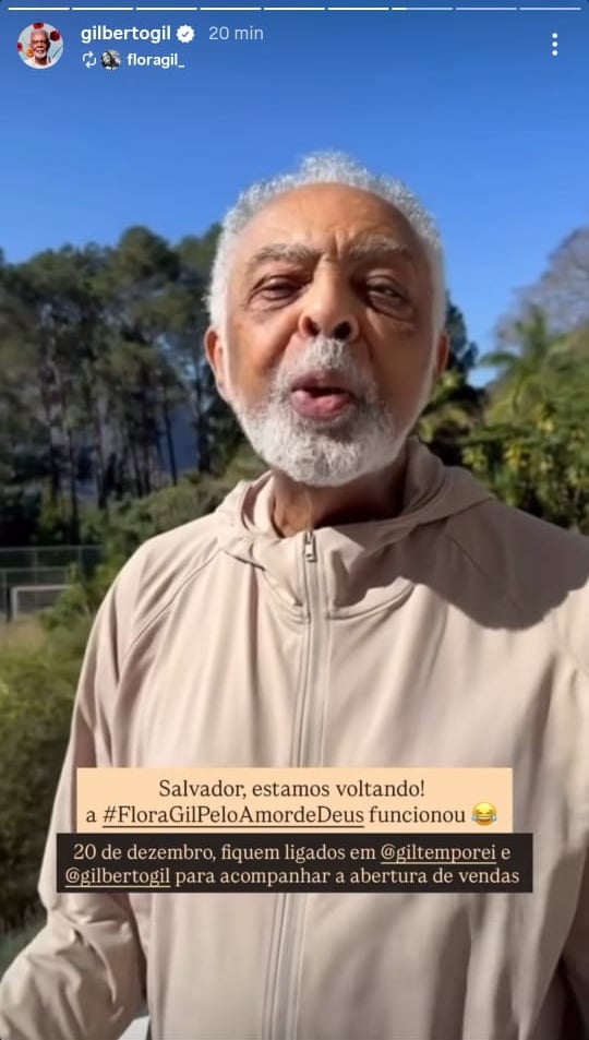 Gilberto Gil anuncia novo show da turnê 