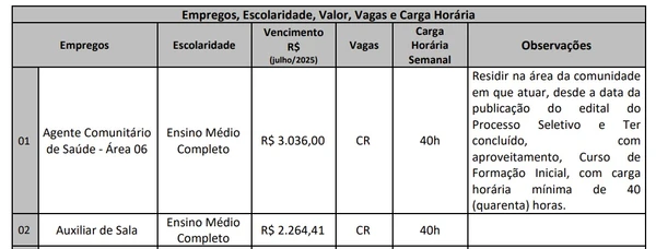 Confira detalhes do edital  por Captura de tela 