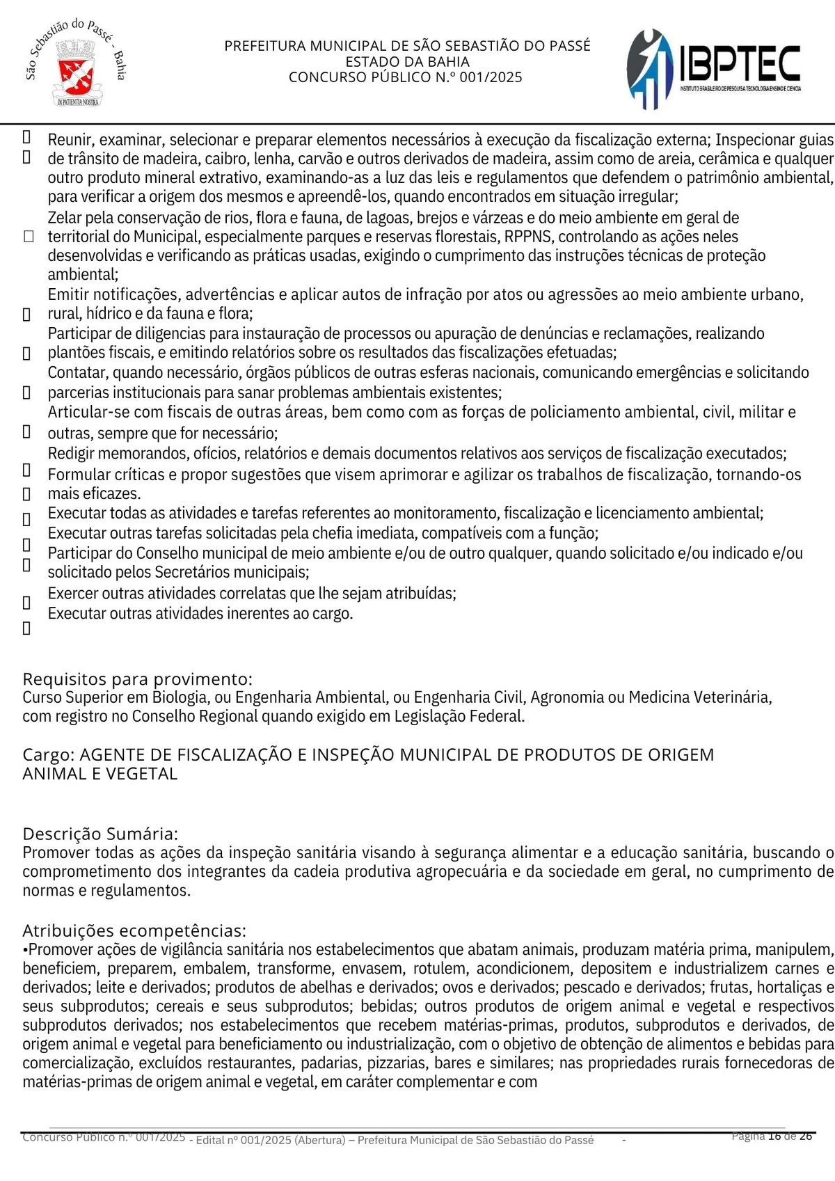 Edital de concurso público para a Prefeitura de São Sebastião do Passé por Divulgação