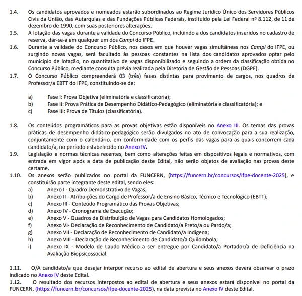 Edital Instituto Federal de Educação, Ciência e Tecnologia de Pernambuco (IFPE) por Reprodução