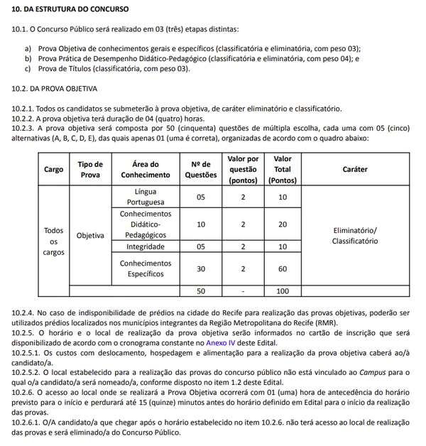 Edital Instituto Federal de Educação, Ciência e Tecnologia de Pernambuco (IFPE) por Reprodução