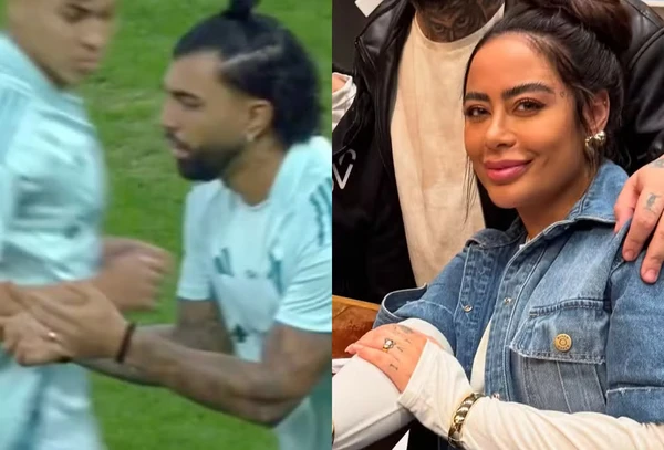 Gabigol e Rafaella apareceram de aliança por Reprodução