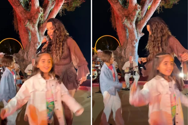 Gêmeas roubaram a cena na gravação do EP de Veveta