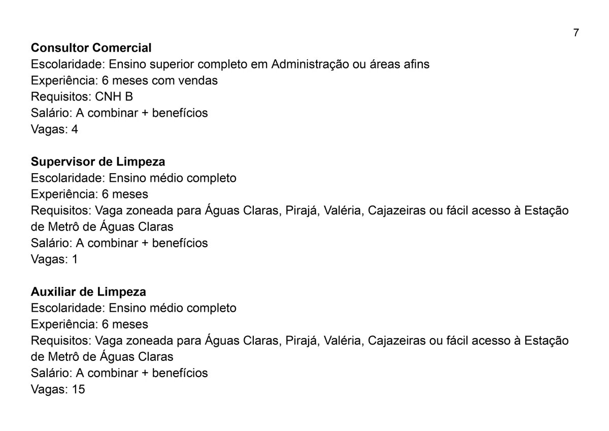 Vagas para esta quarta-feira (13) por Reprodução