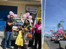 Imagem - Amigos fazem buzinaço para celebrar última sessão de quimioterapia de dentista em Salvador