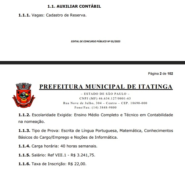 Detalhes sobre vagas do concurso em SP por Captura de tela 