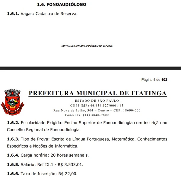Detalhes sobre vagas do concurso em SP por Captura de tela 