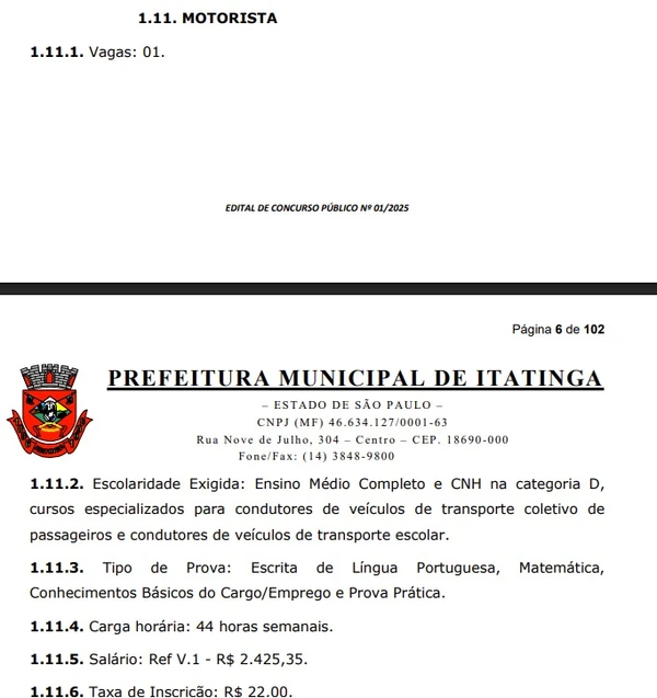 Detalhes sobre vagas do concurso em SP por Captura de tela 