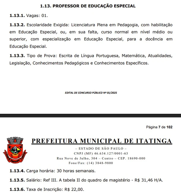 Detalhes sobre vagas do concurso em SP por Captura de tela 