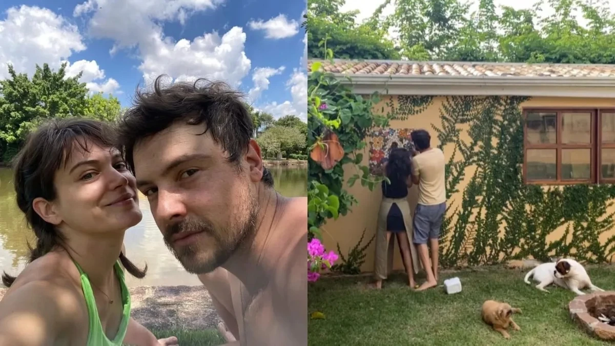 O casal de atores, Bianca Bin e Sergio Guizé, moram juntos em um sítio em Indaiatuba, no interior de SP, desde 2019