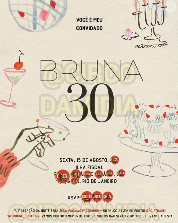 Convite da festa de Bruna Marquezine por Reprodução