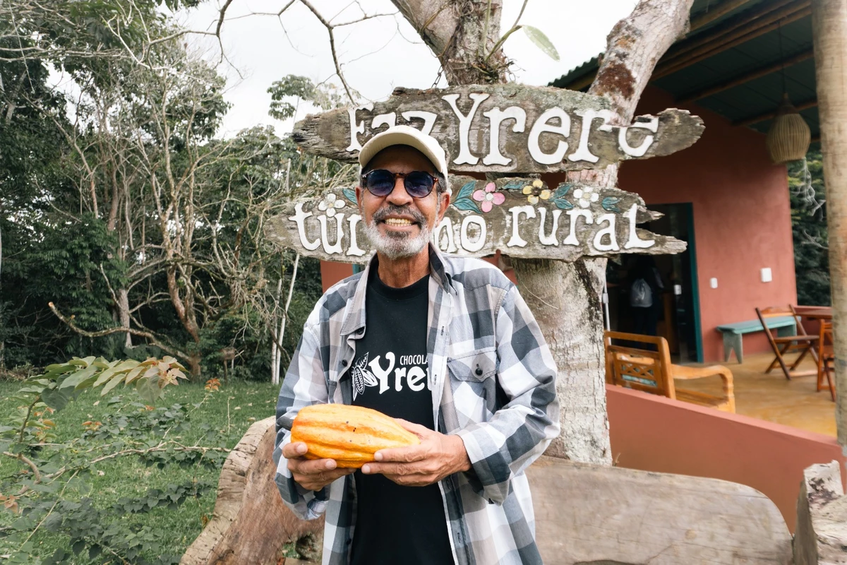 Gerson Marques comanda diretamente o tour do cacau na Fazenda Yrerê por Divulgação/Wellinson Tibúrcio