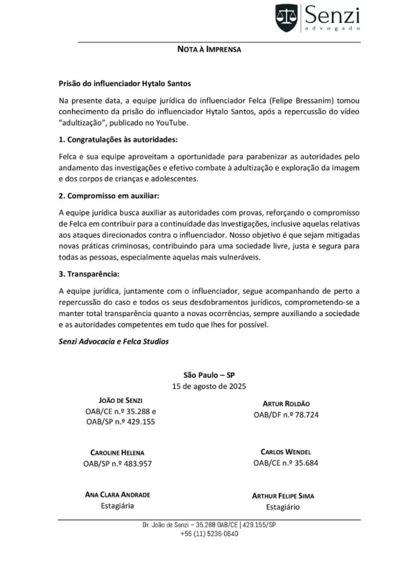 Nota da equipe